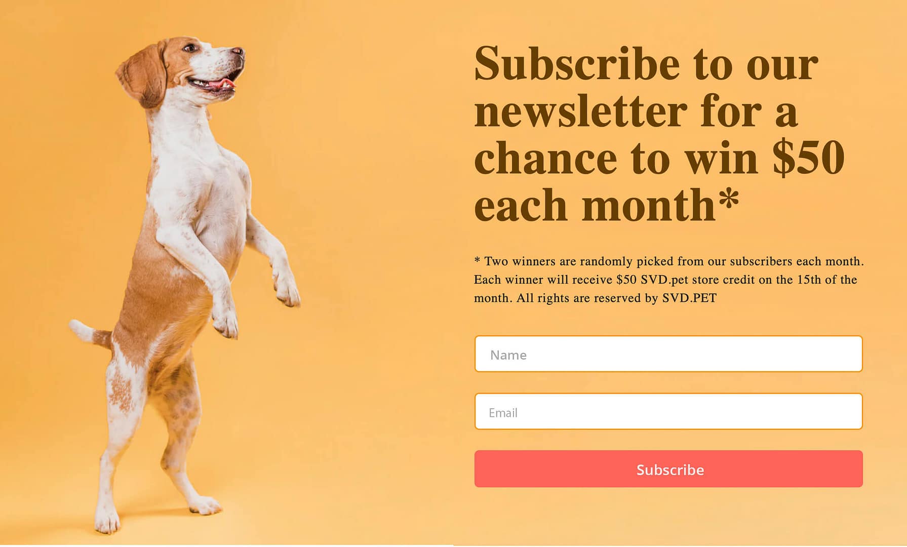 svd.pet signup form design