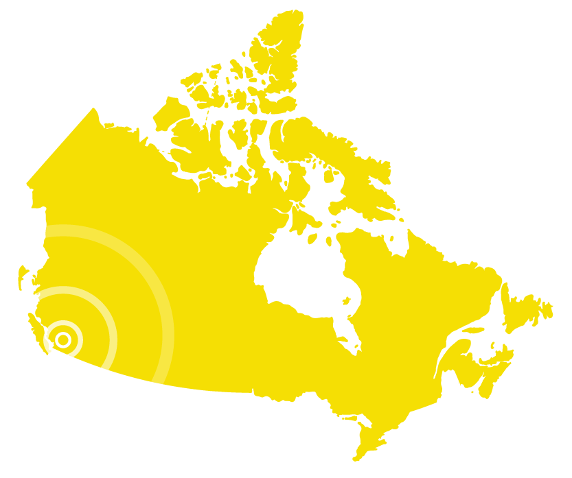a pulse on the map of canada displaying our geographic location from where we diverge